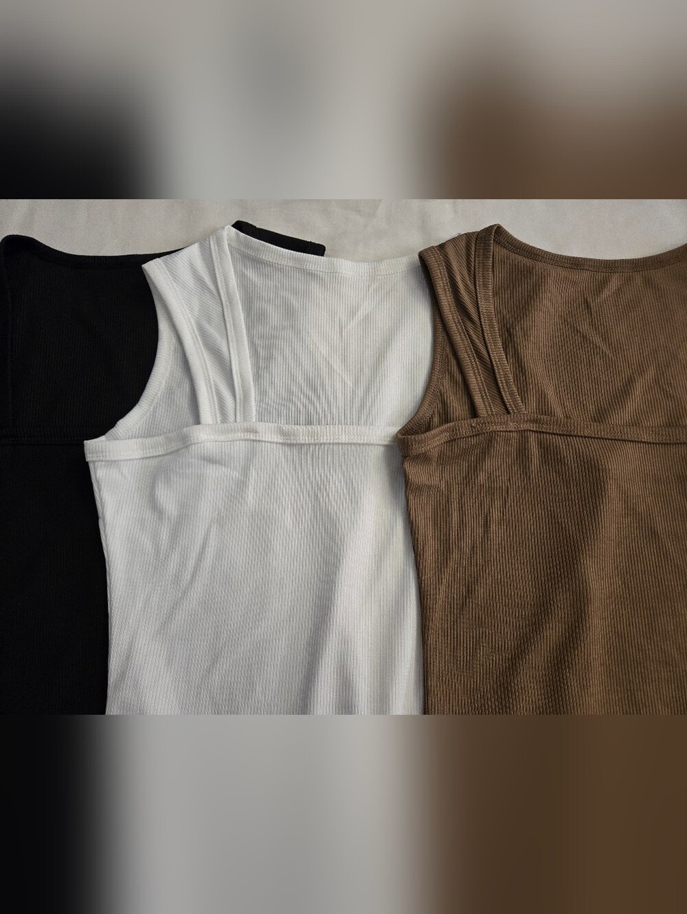 NEW Ribbed Tank Bodysuit Trio - Black, White & Brown (Medium) - Picture 2 of 6